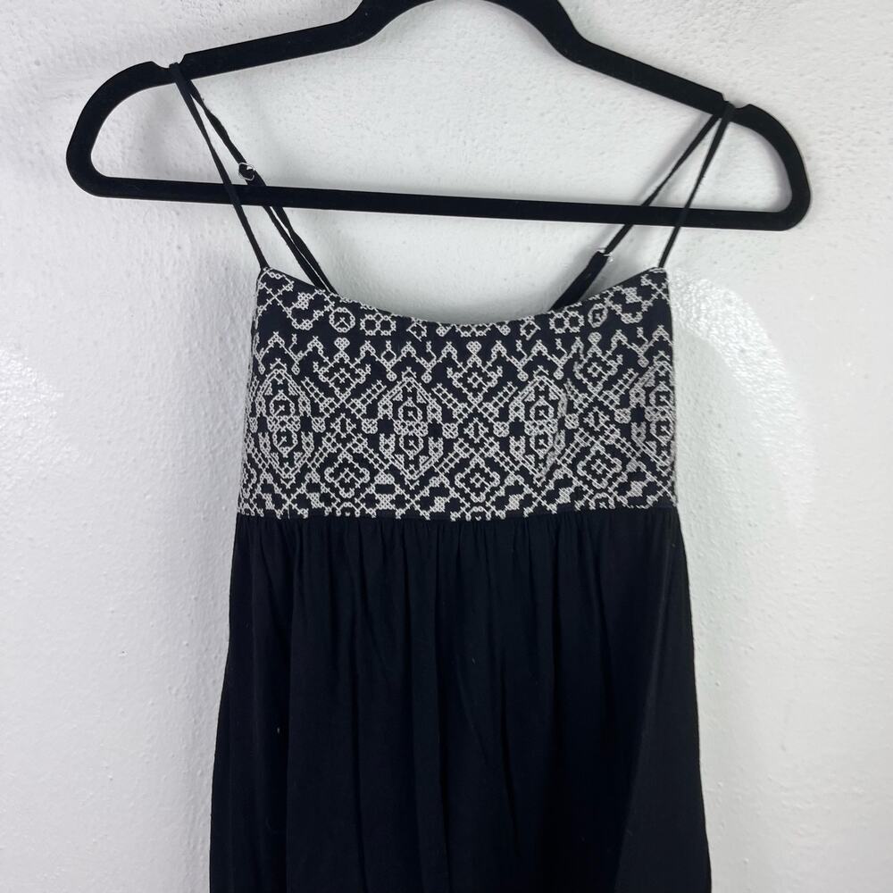 Hazel Women's Black Peasant Flowy Boho Empire Waist Strappy Tank Top Small Y2K - Picture 2 of 8